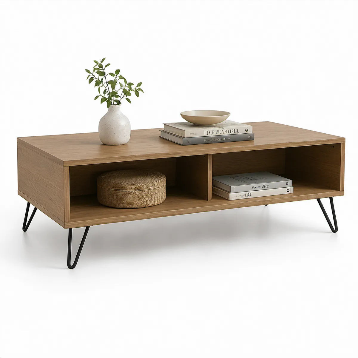 Rechteckiger Couchtisch in Eichenbraun/Schwarz, 100 x 50 x 40 cm